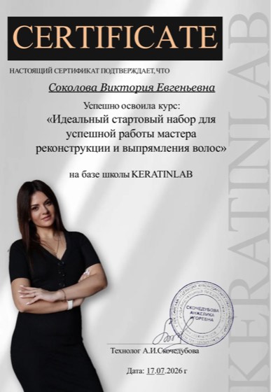 Сертификат: стартовый набор мастера реконструкции